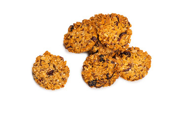 Granola cookies isolated on white background.