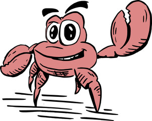 Cartoon crab - funny vector drawing in color