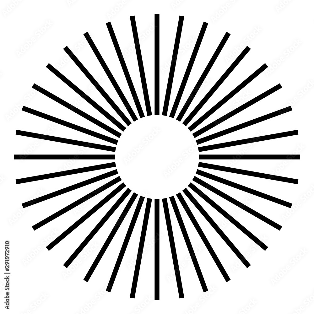 Aufkleber radial - radiating lines burst element circular, concentric lines