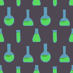 Seamless pattern with chemistry bottle