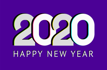 Happy New Year greeting card design. 2020 Chinese year of rat