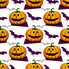 Set of halloween pumpkins, funny faces. Autumn holidays. Vector illustration EPS10.