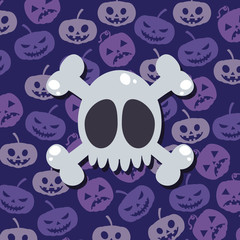 skull of dead with pumpkin background