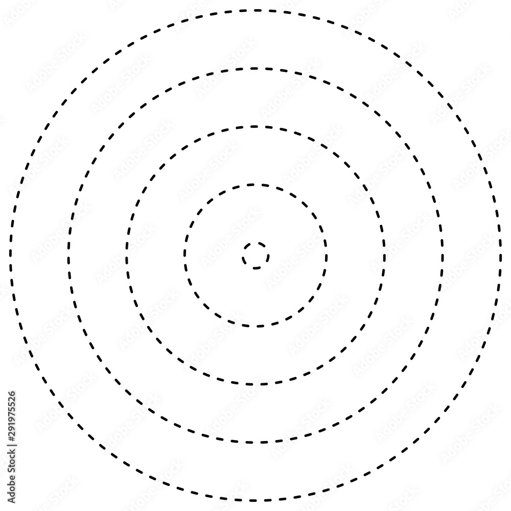 Fototapete radial dashed line circles. gap lines circular, concentric shape. periodic, infrequent lined circles