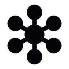 Simple black snowflake with rounded corners. Vector icon