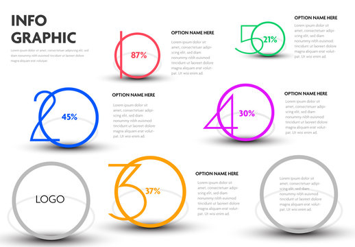 Info Chart Layout with Colorful Numbers and Circles