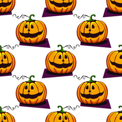 Set of halloween pumpkins, funny faces. Autumn holidays. Vector illustration EPS10.