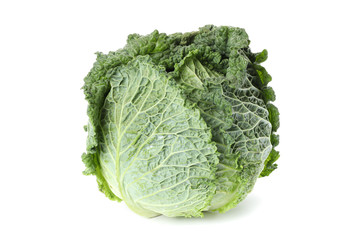 Nutritious green cabbage isolated on white background