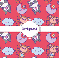 background cute animals decoration flat layout