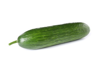 Ripe green cucumber isolated on white background