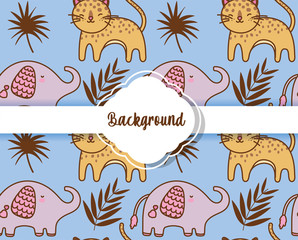 background cute animals decoration flat layout