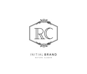 R C RC Beauty vector initial logo, handwriting logo of initial signature, wedding, fashion, jewerly, boutique, floral and botanical with creative template for any company or business.