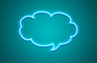  neon frame with speech symbol or cloud icon