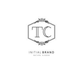 T C TC Beauty vector initial logo, handwriting logo of initial signature, wedding, fashion, jewerly, boutique, floral and botanical with creative template for any company or business.