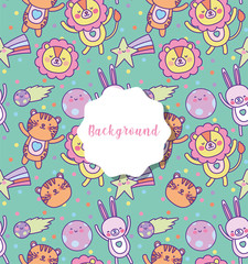 background cute animals decoration flat layout