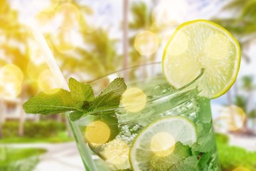 Cocktail mojito on white background