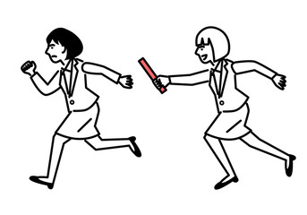 Fototapeta na wymiar Passing the baton from woman to woman. Vector illustration.