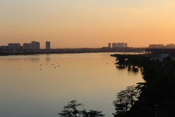Naklejka premium Photography of Jacarépagua lagoon located in Rio de Janeiro, Brazil.