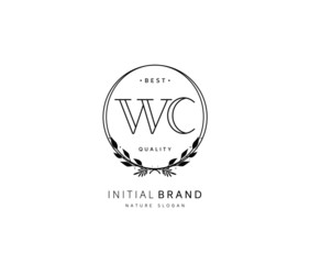 W C WC Beauty vector initial logo, handwriting logo of initial signature, wedding, fashion, jewerly, boutique, floral and botanical with creative template for any company or business.