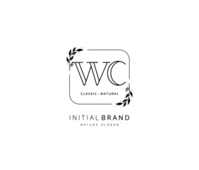 W C WC Beauty vector initial logo, handwriting logo of initial signature, wedding, fashion, jewerly, boutique, floral and botanical with creative template for any company or business.