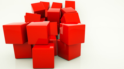 Obraz premium red cubes on a white background. 3d rendering illustration