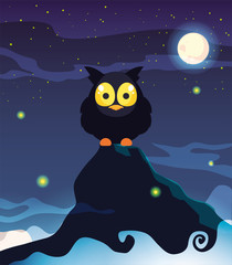 Fototapeta premium barn owl with moon in scene of halloween