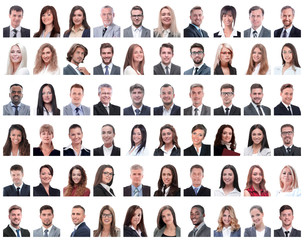 collage of successful modern businesswoman. isolated on white
