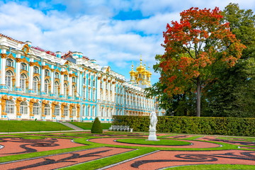 Catherine park in autumn foliage, Tsarskoe Selo (Pushkin), Saint Petersburg, Russia