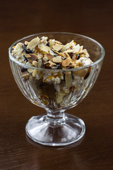 ice cream with icing and cereal, dessert