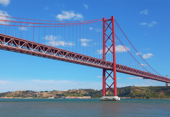 Fototapeta na wymiar The 25th April Bridge in Lisbon, Portugal