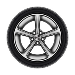 Obraz premium Auto tyre or isolated automobile wheel on white