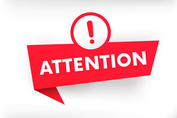Attention red vector banner with exclamation mark. - obrazy, fototapety, plakaty