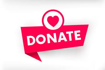 Donate vector banner with hearth. Blood donation sign.
