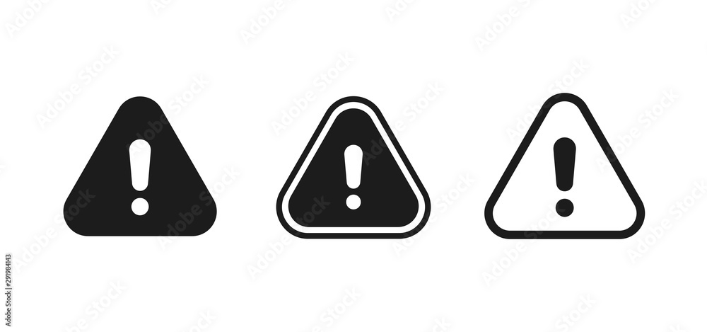 Poster set of warning vector icons. attention signs. triangle danger banner.