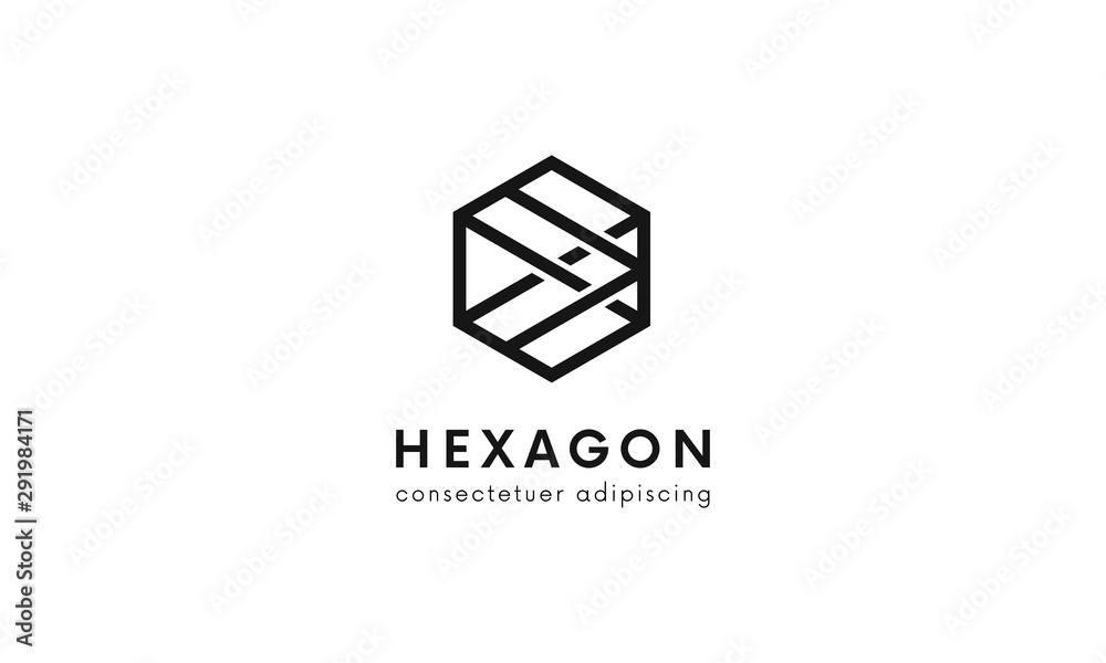 Aufkleber simple geometric hexagon logo vector design. clean linear comapany sign.