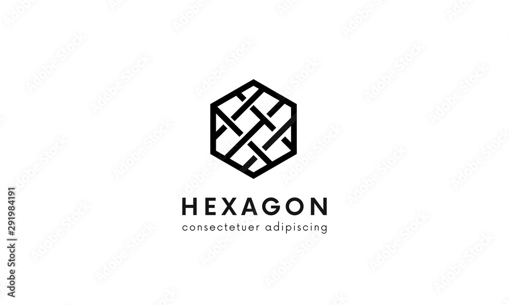 Poster clean linear hexagon logo geometric icon sign vector design.