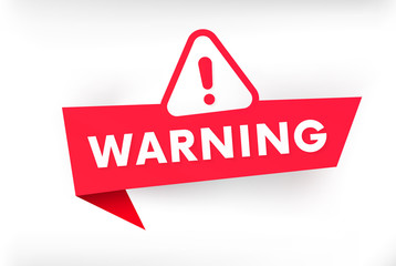 Isolated warning banner vector illustration. Attention sign.