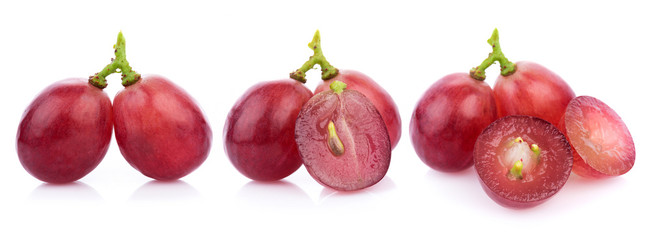 Ripe red grape isolated on white background
