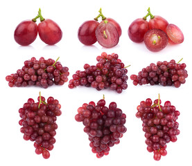 Ripe red grape isolated on white background