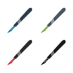 Medical Scalpel Icon Set. Flat style vector EPS.