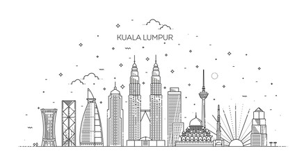 Naklejka premium Panoramę Kuala Lumpur. Ilustracji wektorowych