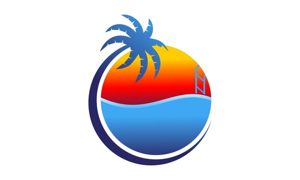Swimming pool service logo design vector
