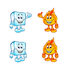 cold and hot little cartoon figures
