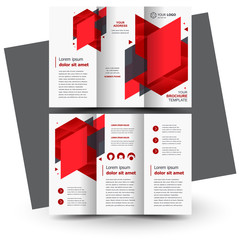Tri-fold creative brochure geometric red color