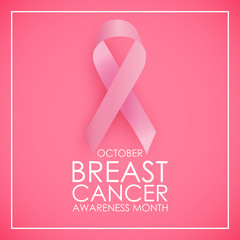 October Breast Cancer Awareness Month Concept Background. Pink Ribbon Sign. Vector illustration