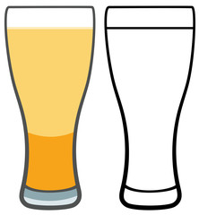 Beer glass in colored and line versions