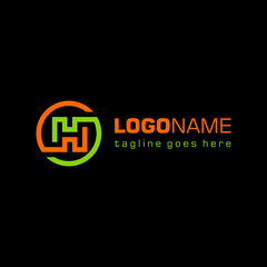 Obraz premium Circular Letter H Logo Design Digital Logo Vector Illustration 