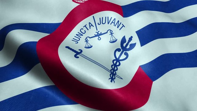 Flag of Cincinnati USA City Seamless Looping Waving Animation