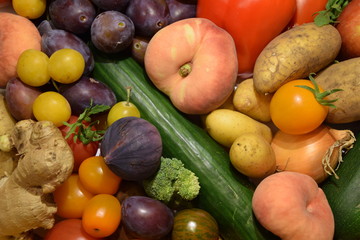 colourful mix of fresh vegetables and fruits