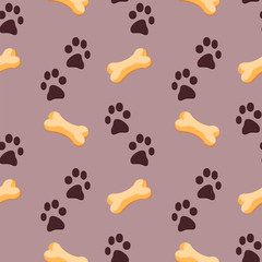 Bones for dog. Seamless vector pattern for pet items.